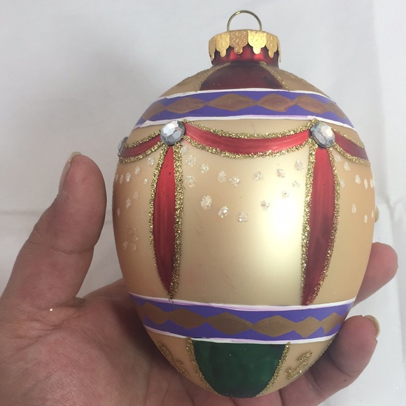 Vintage GKI/Bethlehem Glass Christmas ornament up-cycled with Swarovski Crystals - Picture 4 of 8